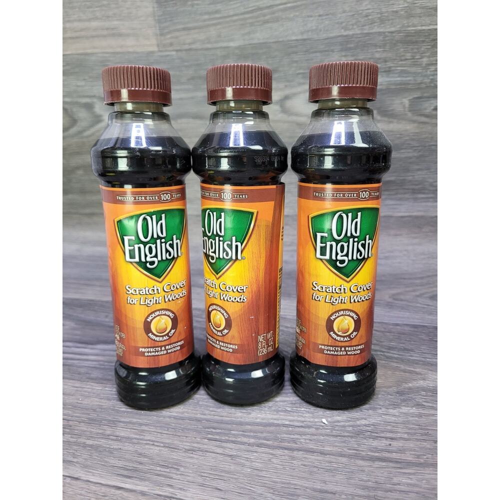3pc 2x Old English Light Woods 8 oz scratch cover/ 1x Old English For Dark Woods